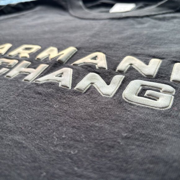 "reflective" armani exchange name patch on black tee - Picture 5 of 6